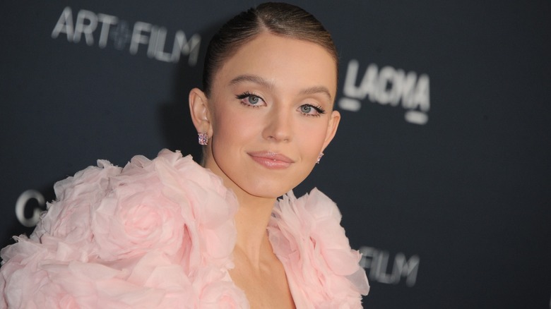 Sydney Sweeney wearing pink dress