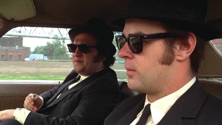 Jake and Elwood driving in The Blues Brothers