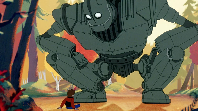 Hogarth meets the Giant in the woods in The Iron Giant (1999)