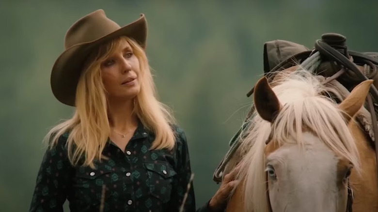 Beth Dutton and a horse in "Yellowstone"