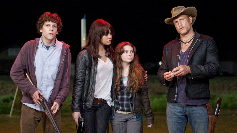 The crew have a confab in "Zombieland"