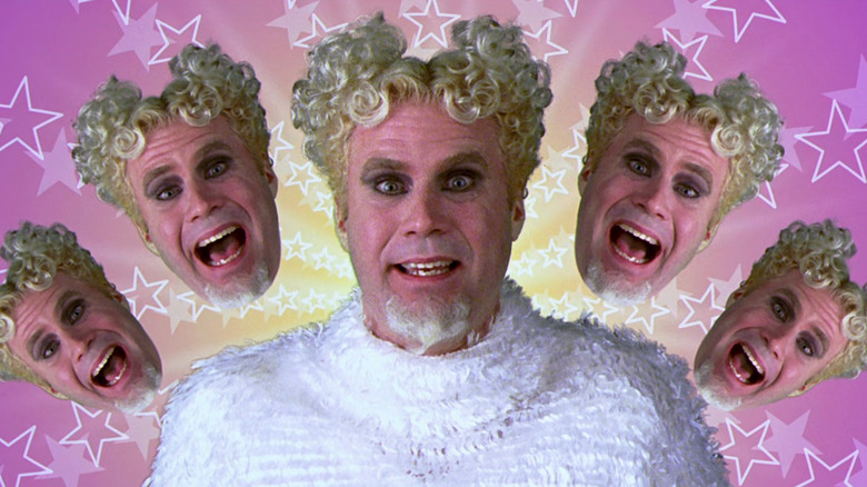 Mugata flanked by Mugata heads in a fantasy sequence in Zoolander (2001)
