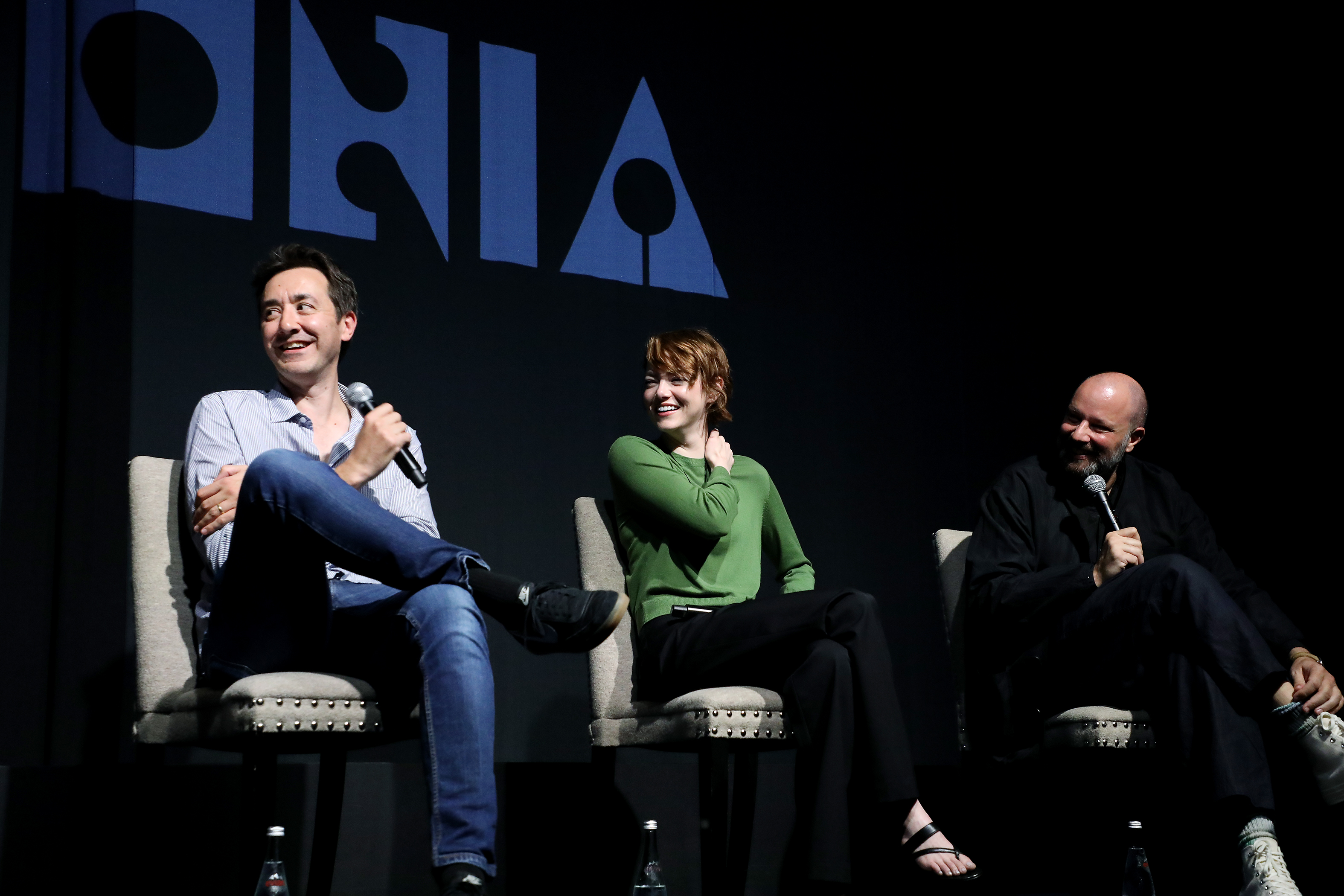 New York, New York - 9/3/25 - Will Tracy (Writer), Emma Stone (Producer) and Yorgos Lanthimos (Director) attends the Focus Features NY Special Screening of “Bugonia” hosted by Patti Smith - PICTURED: Will Tracy (Writer), Emma Stone (Producer) and Yorgos Lanthimos (Director) - PHOTO by: Marion Curtis / StarPix for Focus Features - Location: The Whitby