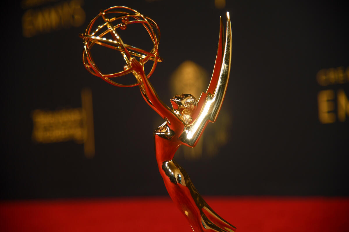 A view of an Emmy statuette at the 73rd Creative Arts Emmy Awards held at L.A. Live on September 11, 2021.
