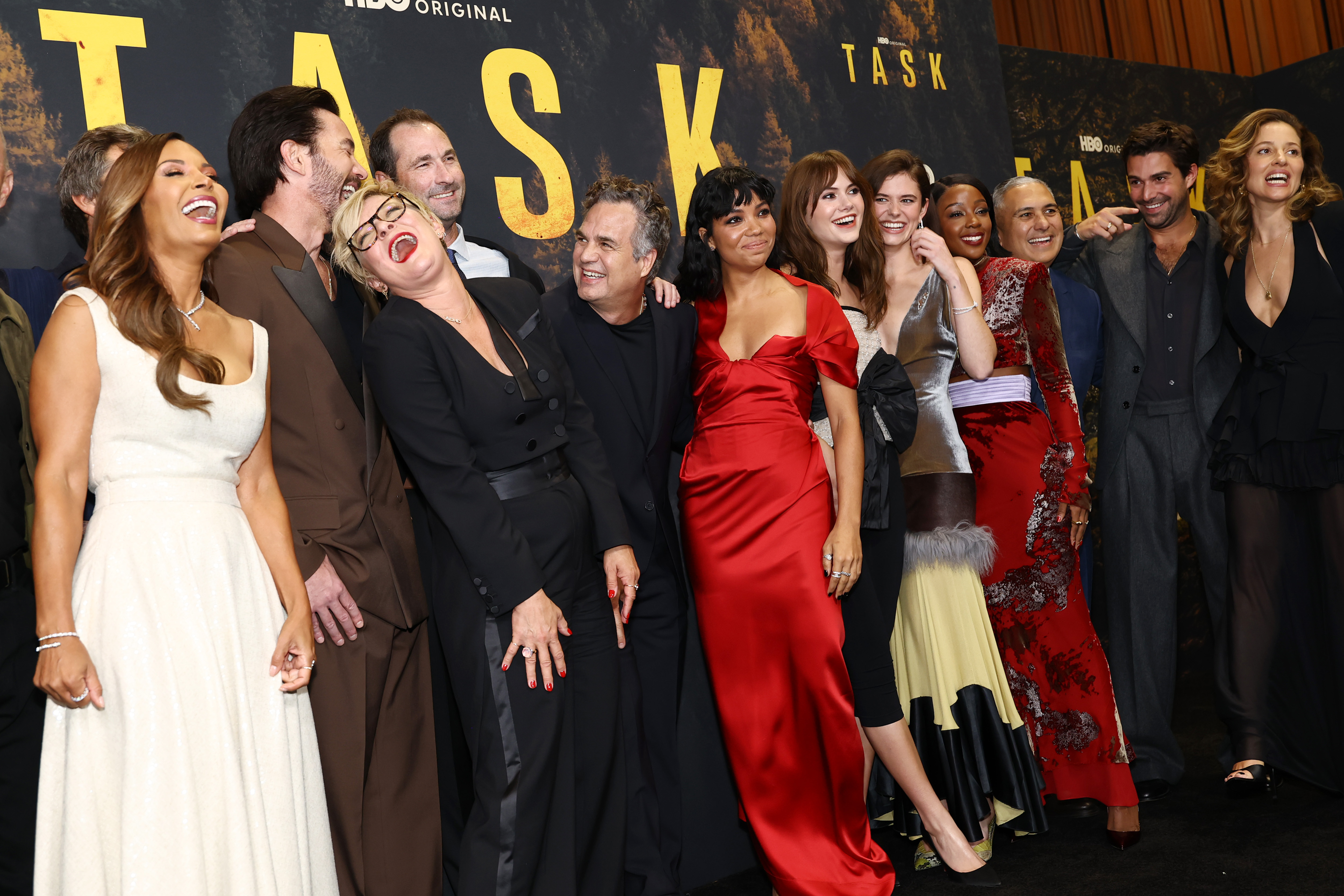 NEW YORK, NEW YORK - SEPTEMBER 04: Salli Richardson-Whitfield, Jeremiah Zagar, Tom Pelphrey and Martha Plimpton, Brad Ingelsby, Mark Ruffalo, Silvia Dionicio, Emilia Jones, Alison Oliver, Thuso Mbedu, Mark Roybal, Fabien Frankel and Margarita Levieva attend HBO's "Task" premiere at Perelman Performing Arts Center on September 04, 2025 in New York City. (Photo by Arturo Holmes/WireImage)