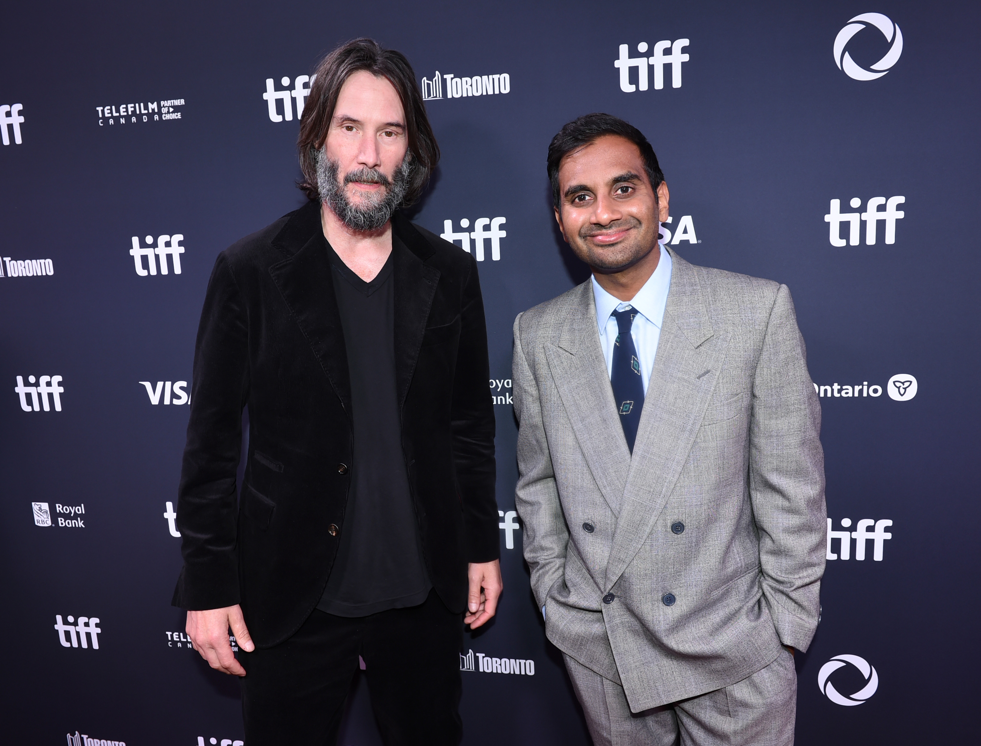 Keanu Reeves and Aziz Ansari attend the 'Good Fortune' World Premiere at the Toronto International Film Festival