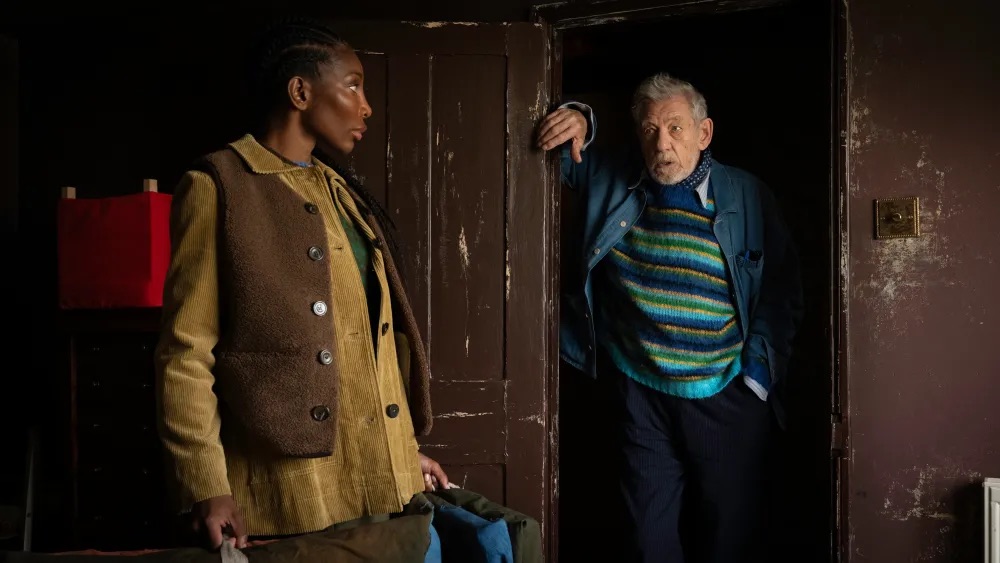 Michaela Coel and Ian McKellen in The Christophers