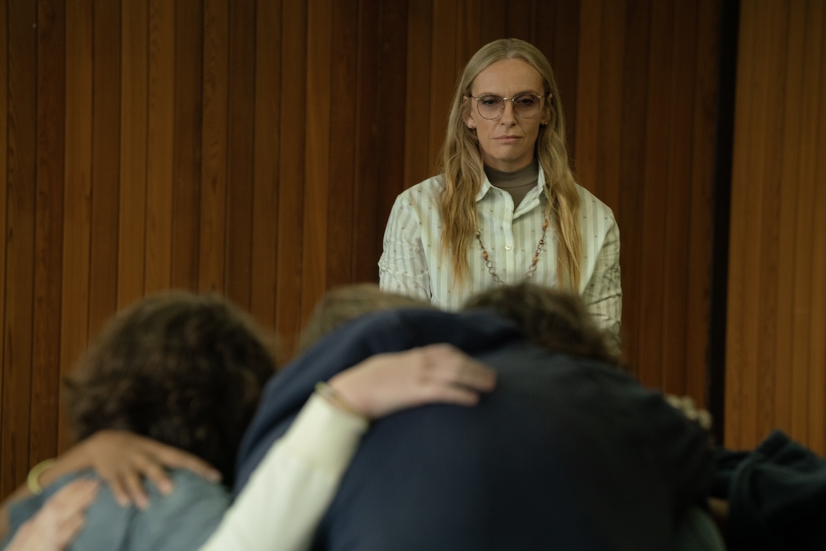 'Wayward,' a Netflix series, stars Toni Collette as Evelyn Wade, shown here watching over group therapy