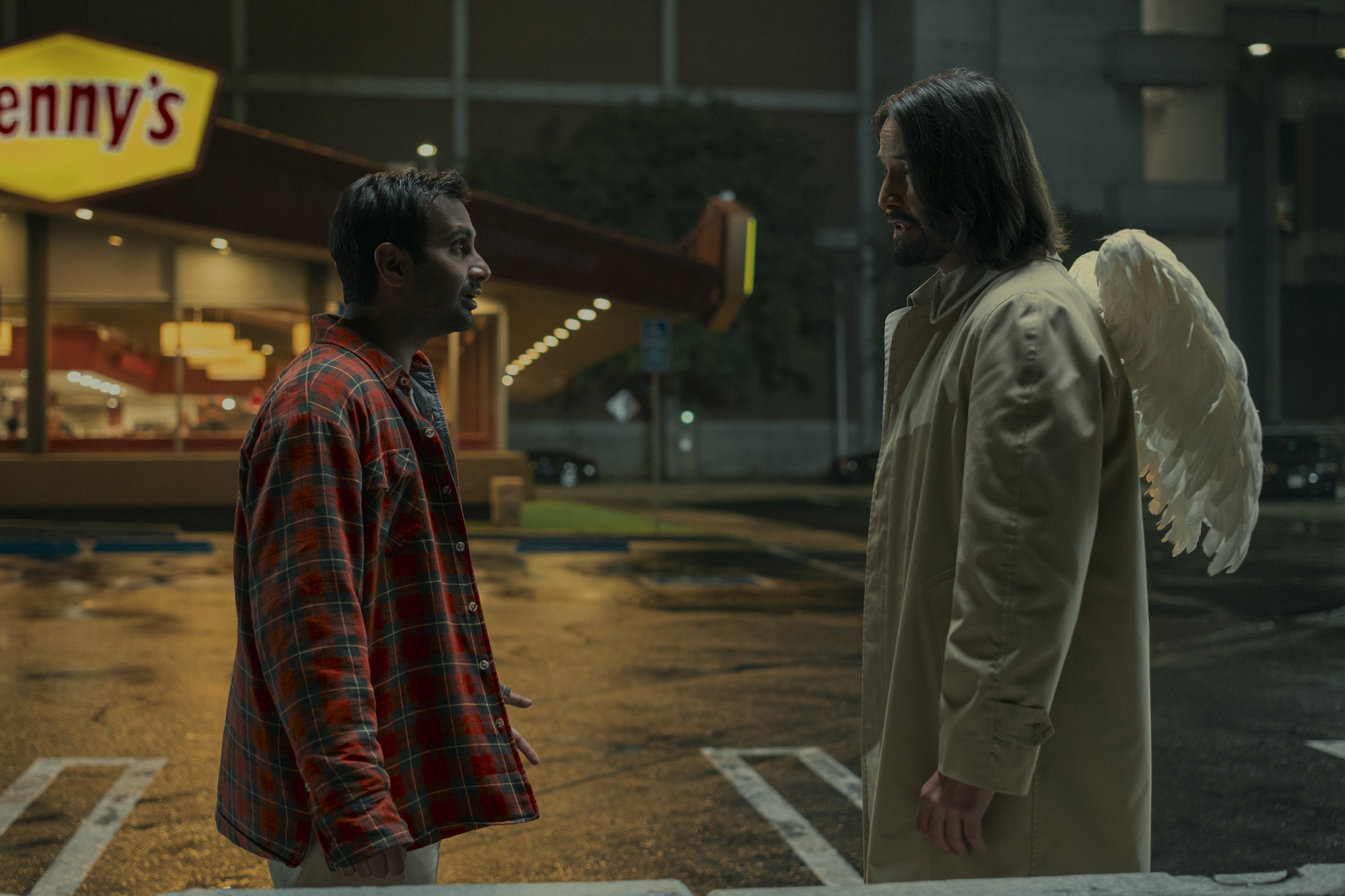 Aziz Ansari as Arj and Keanu Reeves as Gabriel in Good Fortune. Photo Credit: Eddy Chen