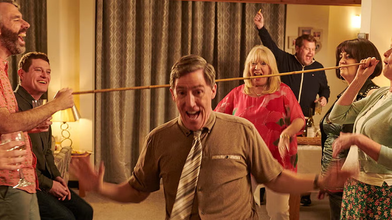 Bryn does the limbo at Smithy's stag party in "Gavin & Stacey"
