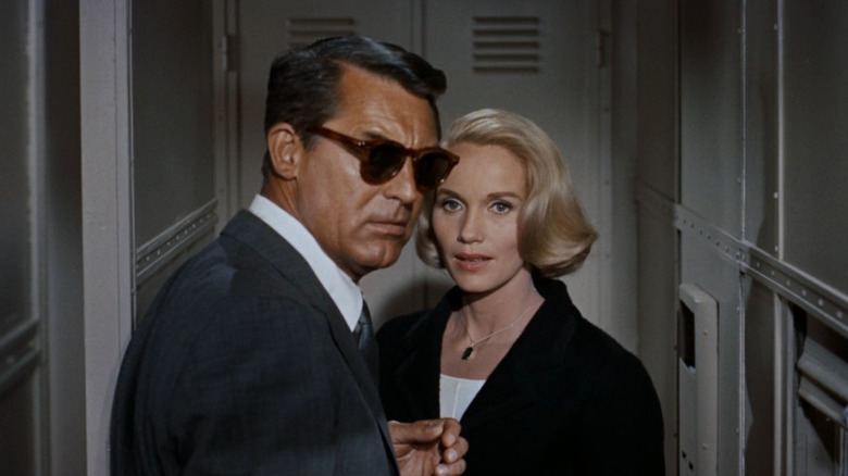 Thornhill bumps into Eve on the train in North By Northwest (1959)