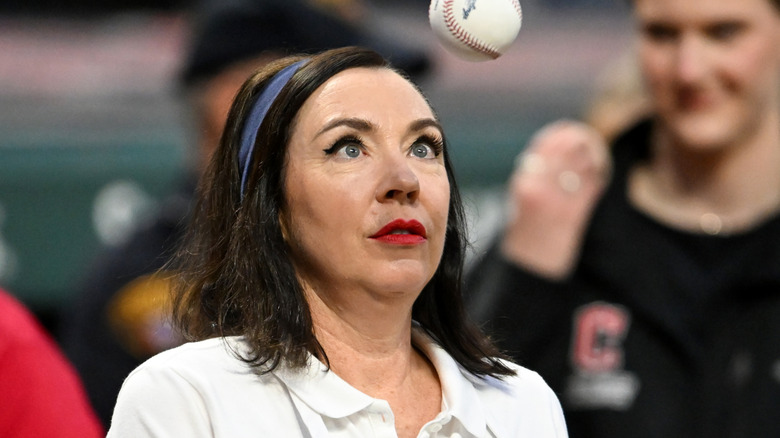 Flo prepares to catch a ball