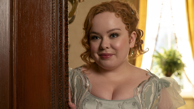Penelope standing in a doorway in "Bridgerton" (2020-present)