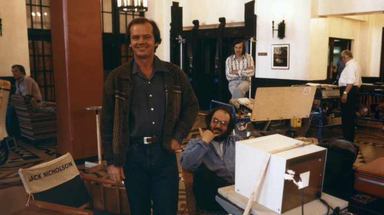 Jack Nicholson and Stanley Kubrick on the set of "The Shining" (1980)
