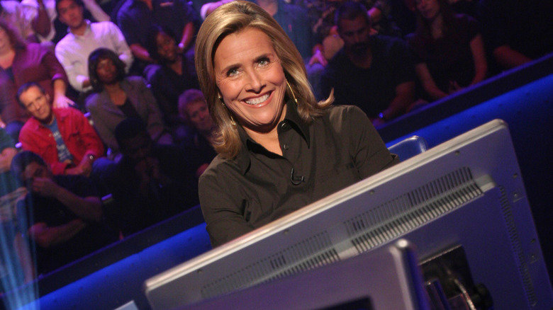 Meredith Viera smiles on the set of Who Wants to Be A Millionaire