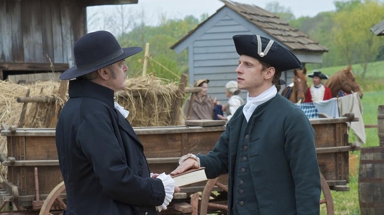 Woodhull boots his hand on a bible on Turn: Washington's Spies
